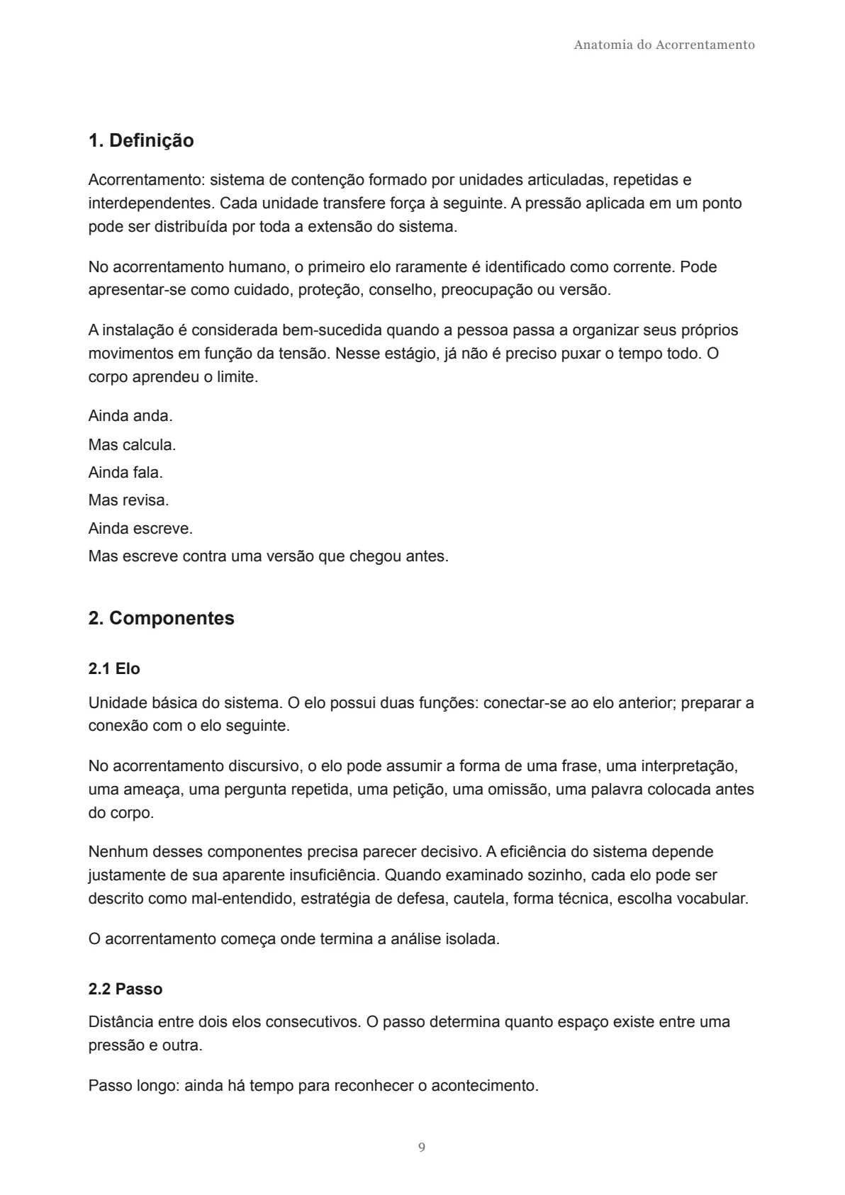 Página 9 do documento original Mapa de atravessamento / Anatomia do Acorrentamento.