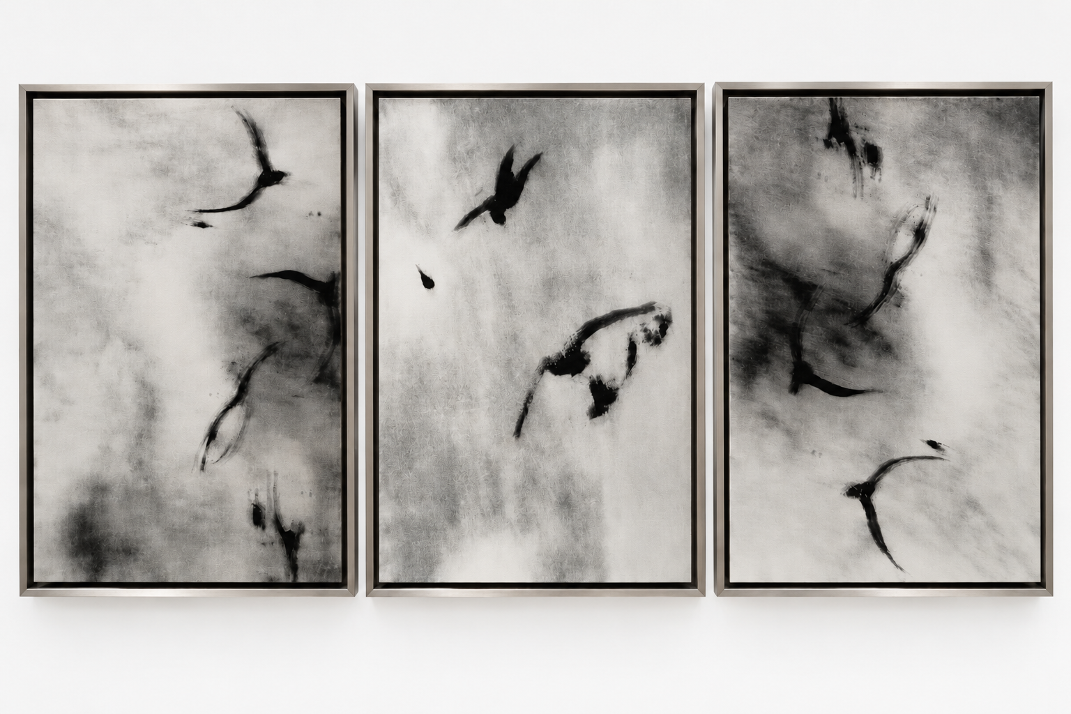 Sem título — tríptico, xilogravura, 2014; três painéis apresentados como conjunto