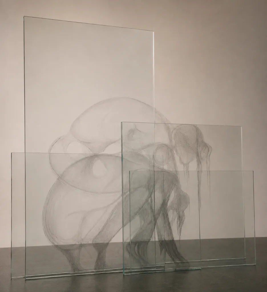 lâminas de vidro, corpo desenhado